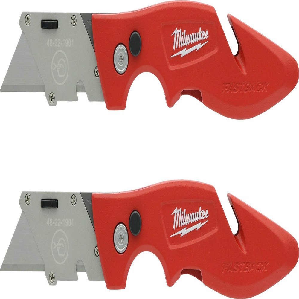 Milwaukee 48-22-1901F Fastback Utility Knife with Wire Stripping Compartment, and Gut Hook (2 Pack of 48-22-1901)