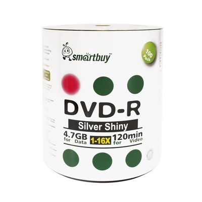 Smartbuy 4.7gb/120min 16x DVD-R Shiny Silver Blank Data Video Recordable Media Disc (6000-Disc)