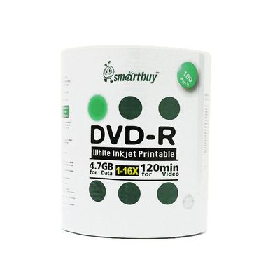 Smartbuy 4.7gb/120min 16x DVD-R White Inkjet Hub Printable Blank Media Recordable Disc (3000-Disc)