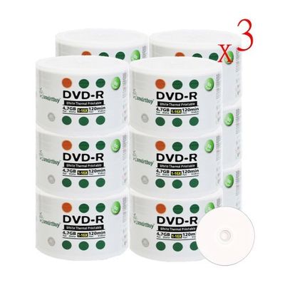 Smartbuy 4.7gb/120min 16x DVD-R White Thermal Hub Printable Blank Recordable Media Disc (1800-Disc)