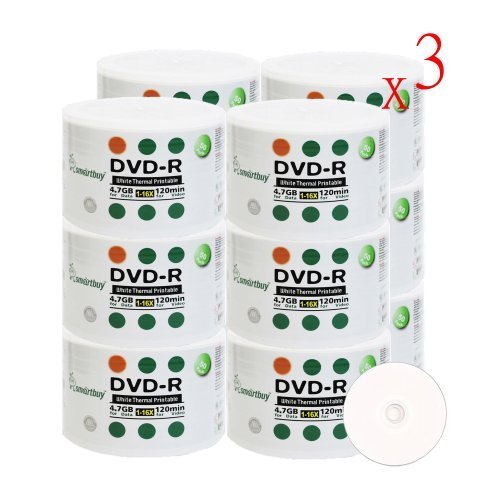 Smartbuy 4.7gb/120min 16x DVD-R White Thermal Hub Printable Blank Recordable Media Disc (1800-Disc)
