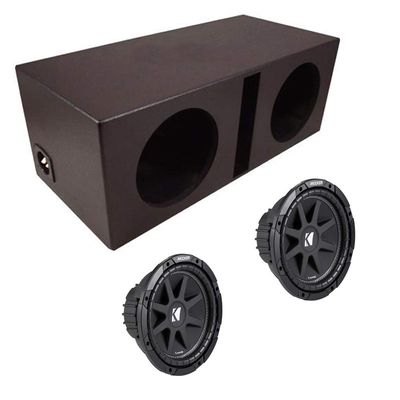 American Sound Connection ASC Package Dual 12" Kicker Sub Box Vented Port Rhino Coated Subwoofer Enclosure C12 Comp 600 Watts Peak