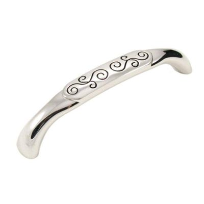 R.K. International CP 616 PNB Rki - 5 inch C/Polished Nickel with Black Palermo Pull 5 inch Center to Center Palermo Pull