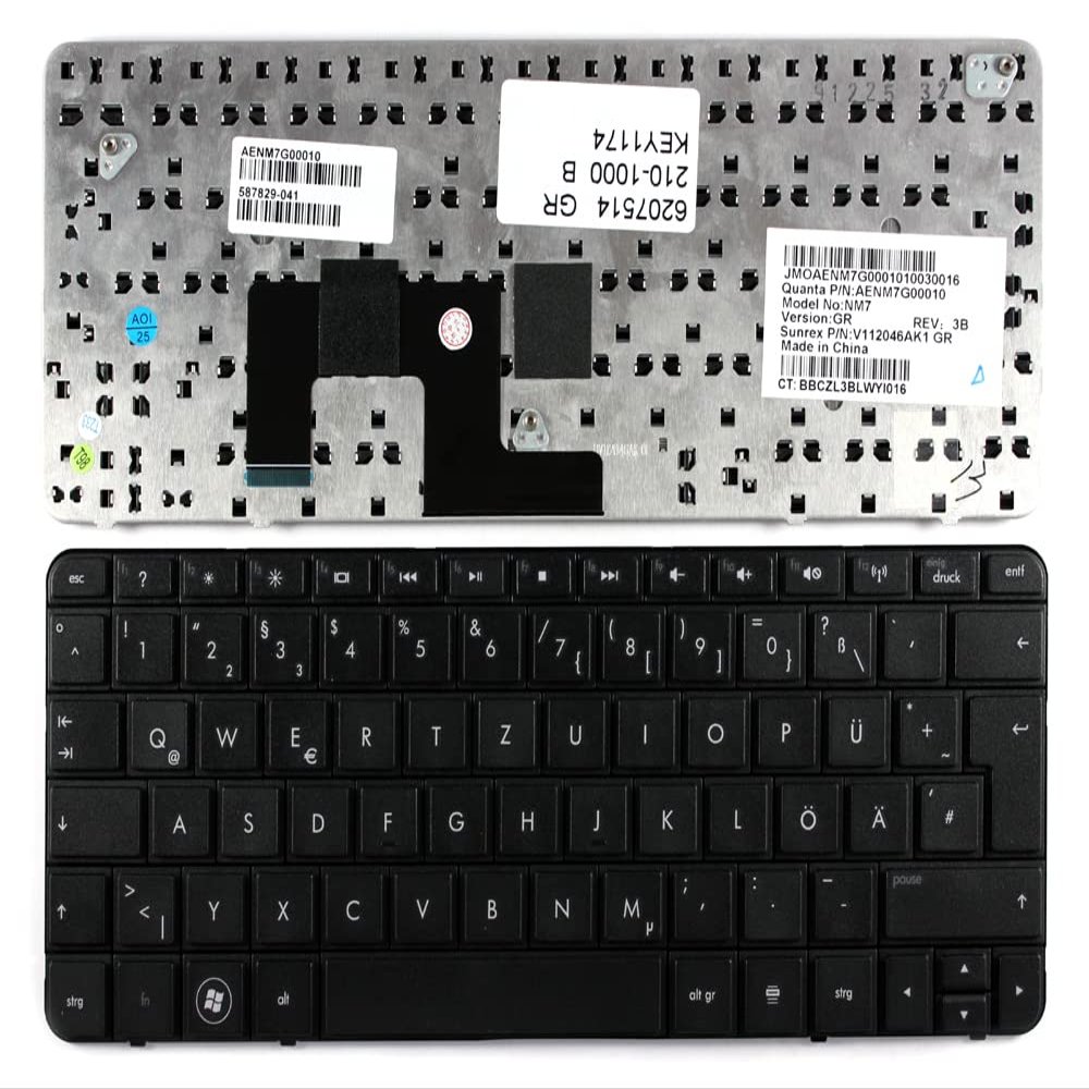 Power4Laptops German Layout Black Replacement Laptop Keyboard Compatible with HP Mini 210-1052VU