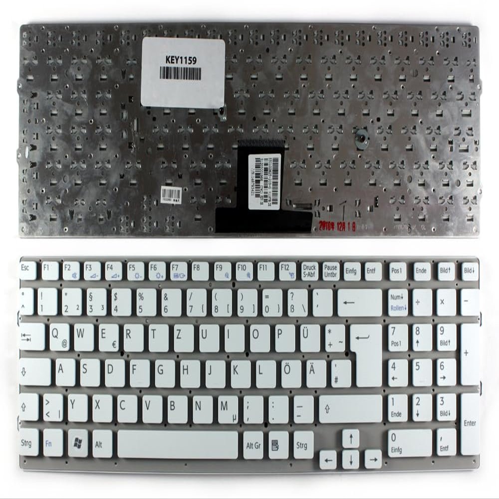 Power4Laptops German Layout White Replacement Laptop Keyboard Compatible with Sony Vaio VPCEB1S1RT