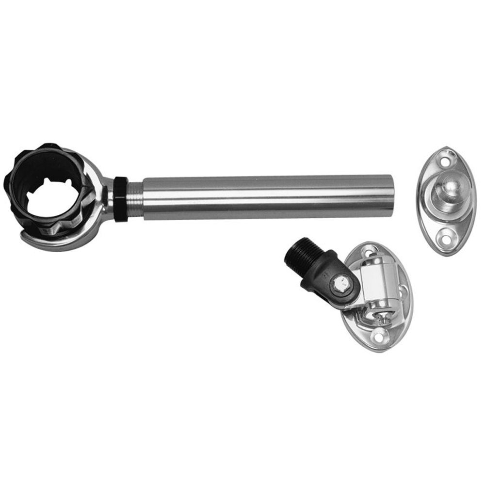 Rupp Marine PAK-0006 Threaded Antenna Support With 6 in. Flat Mount44; Oval 4-Way Base & 1.5 in. Collar