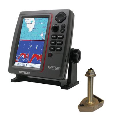 SI-TEX SVS-760CF Dual Frequency Chartplotter/Sounder Kit w/Bronze Thru-Hull Temp Transducer