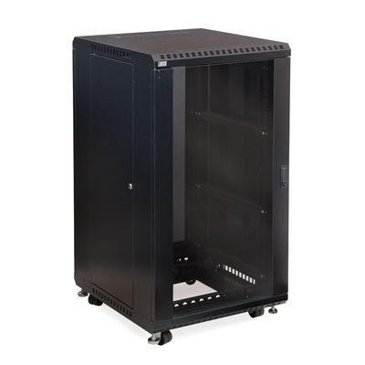 22U LINIER Server Cabinet - Glass/Glass Doors - 24" Depth
