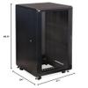 22U LINIER Server Cabinet - Glass/Glass Doors - 24" Depth view 2