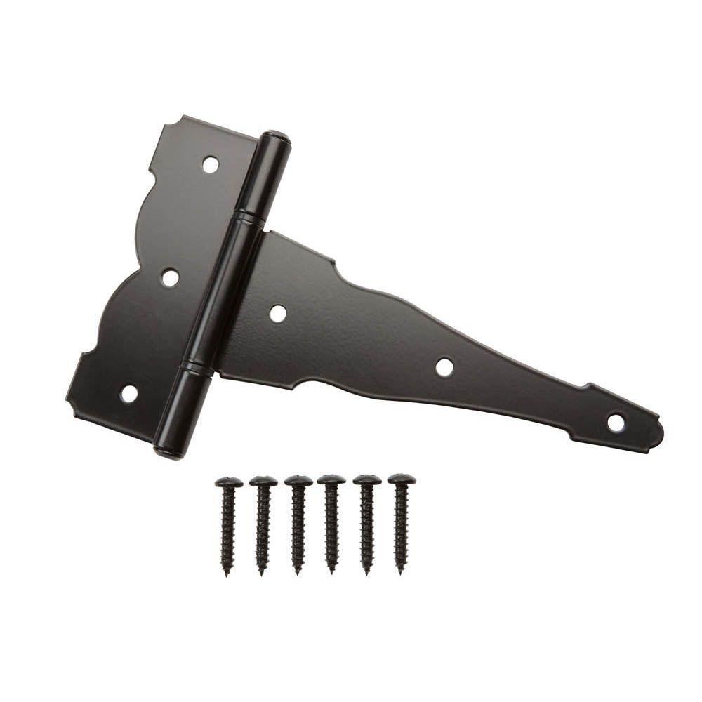 Everbilt 8 in. Black Heavy Duty Decorative Tee Hinge