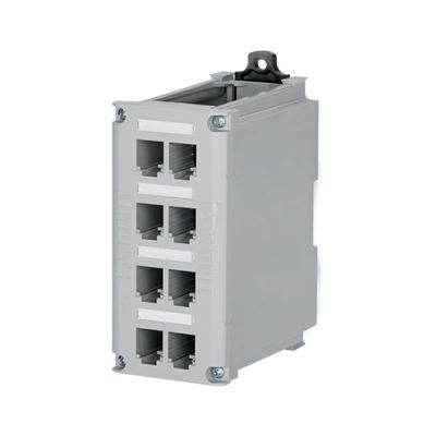 IndustrialNet Mini-Com 8-port DIN Rail Shielded Patch Panel
