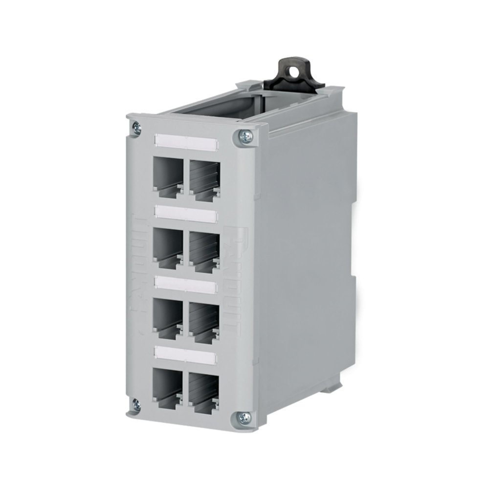 IndustrialNet Mini-Com 8-port DIN Rail Shielded Patch Panel