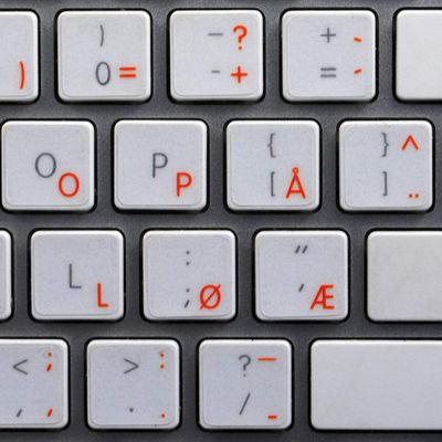 Norwegian Keyboard Decals are Compatible with Apple with Blue, RED, Orange OR White Lettering ON Transparent Background for Desktop, Laptop and Notebook (Orange)