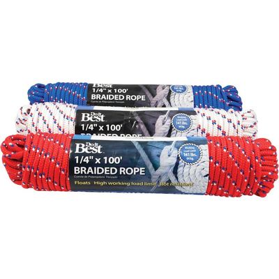 Do it Best 1/4 in. x 100 Ft. Assorted Colors Diamond Braided Polypropylene Packaged Rope - 1 Each
