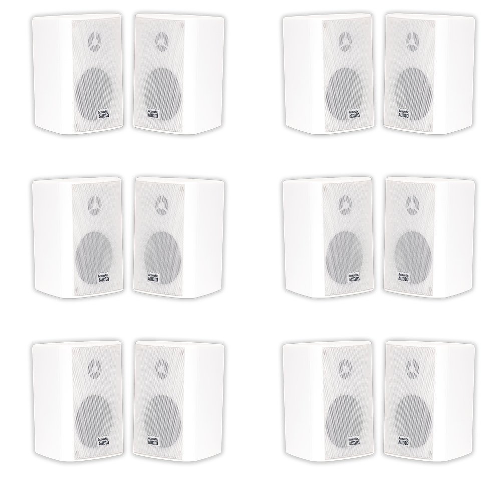 Acoustic Audio AA351W Indoor Outdoor 2 Way Speakers 3000 Watt White 6 Pair Pack AA351W-6Pr