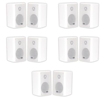 Acoustic Audio AA351W Indoor Outdoor 2 Way Speakers 2500 Watt White 5 Pair Pack AA351W-5Pr