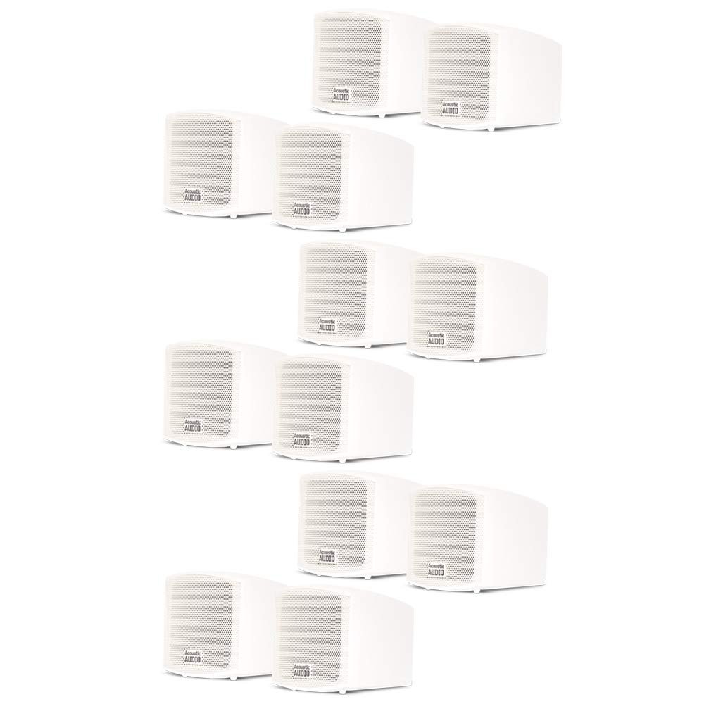 Acoustic Audio AA321W Mountable Indoor Speakers 2400 Watts White Bookshelf 6 Pair Pack AA321W-6Pr