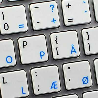 Apple NS Danish - English Non-Transparent Keyboard Decals Black OR White Background for Desktop, Laptop and Notebook (White Background)