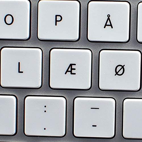 Apple NS Danish Non-Transparent Keyboard Decals Black OR White Background for Desktop, Laptop and Notebook (White Background)