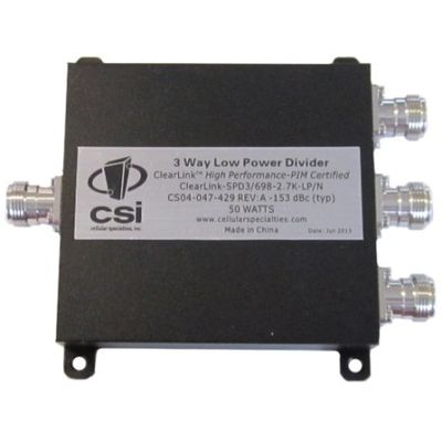 Cellular Specialties - 698-2700 MHz ClearLink Low PIM 3-Way Power Divider