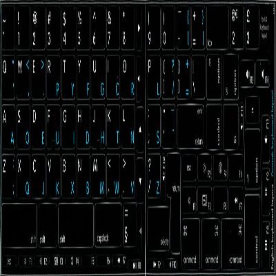 4Keyboard NS DVORAK - ENGLISH NON-TRANSPARENT KEYBOARD LABELS LAYOUT BLACK OR WHITE BACKGROUND FOR DESKTOP, LAPTOP AND NOTEBOOK ARE COMPATIBLE WITH APPLE (Black Background)