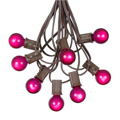 100 Foot G30 Outdoor Patio String Lights with 125 Purple Globe Bulbs Indoor Outdoor String Lights Market Bistro Caf Hanging String Lights C7/E12 Base - Brown Wire