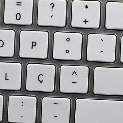 Apple NS Portuguese Non-Transparent Keyboard Decals Black OR White Background for Desktop, Laptop and Notebook (White Background)