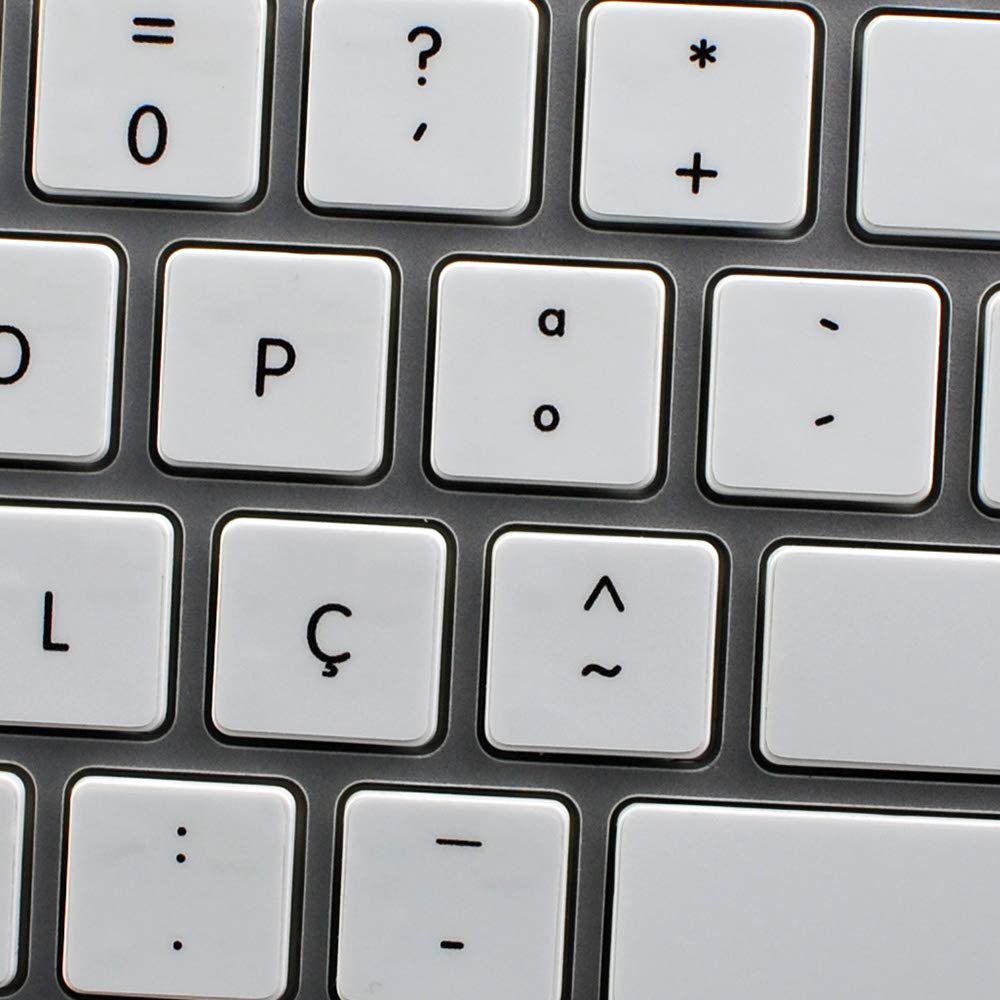 Apple NS Portuguese Non-Transparent Keyboard Decals Black OR White Background for Desktop, Laptop and Notebook (White Background)