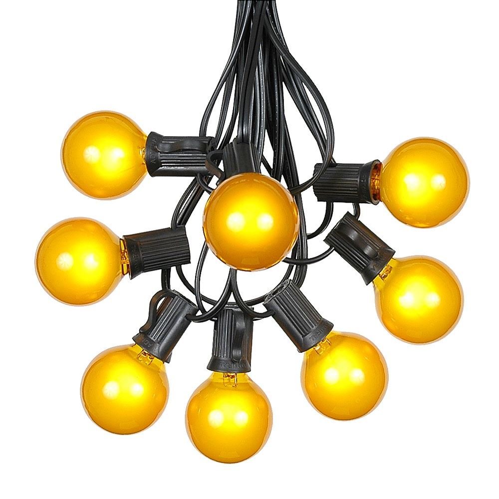 100 Foot G40 Outdoor Patio String Lights with 125 Yellow Globe Bulbs  Indoor Outdoor String Lights  Market Bistro Caf Hanging String Lights  C7/E12 Base - Black Wire