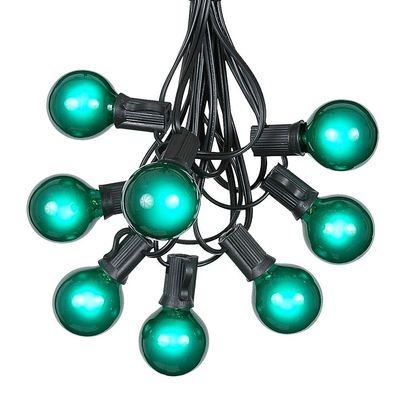 100 Foot G40 Outdoor Patio String Lights with 125 Green Globe Bulbs Indoor Outdoor String Lights Market Bistro Caf Hanging String Lights C7/E12 Base - Black Wire