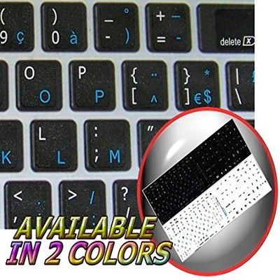 Apple French Belgian - English Non-Transparent Keyboard Labels Layout Black OR White Background for Desktop, Laptop and Notebook (CG) (Black Background)