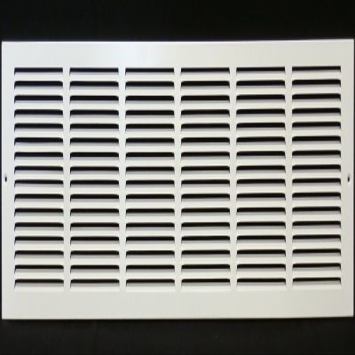 HVAC Premium 36'' x 12'' [Duct Opening] Flat Stamped Steel Return Air Grille - Sidewall and Ceiling - HVAC Vent Duct Cover - White [Outer Dimensions: 37.75''w X 13.75''h]