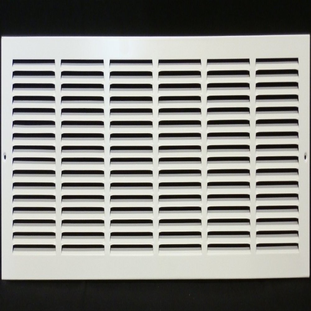 HVAC Premium 36'' x 12'' [Duct Opening] Flat Stamped Steel Return Air Grille - Sidewall and Ceiling - HVAC Vent Duct Cover - White [Outer Dimensions: 37.75''w X 13.75''h]