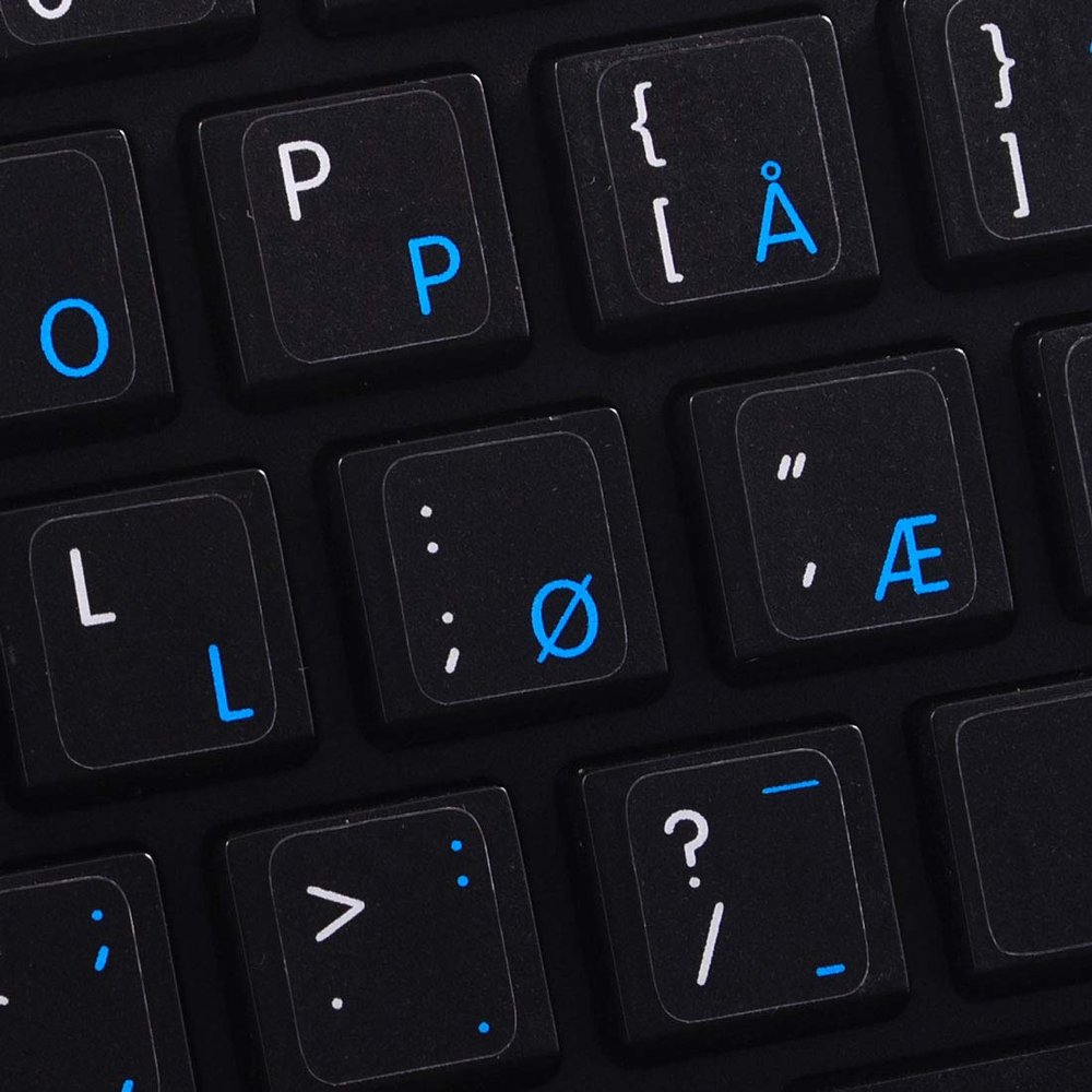 MAC Norwegian - English Non-Transparent Decals for Keyboard Black OR White Background for Desktop, Laptop and Notebook (CG) Work with Apple (Black Background)