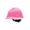 MSA 10155230 V-Gard Cap Style Safety Hard Hat With Fas-Trac III Ratchet Suspension | Polyethylene Shell, Superior Impact Protection, Self Adjusting Crown Straps - Standard Size in Hot Pink view 1