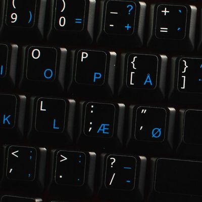 Apple Danish - English Non-Transparent Keyboard Labels Layout Black OR White Background for Desktop, Laptop and Notebook (CG) (Black Background)