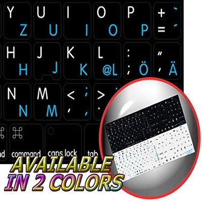 Apple German - English Non-Transparent Keyboard Labels Layout Black OR White Background for Desktop, Laptop and Notebook (CG) (Black Background)
