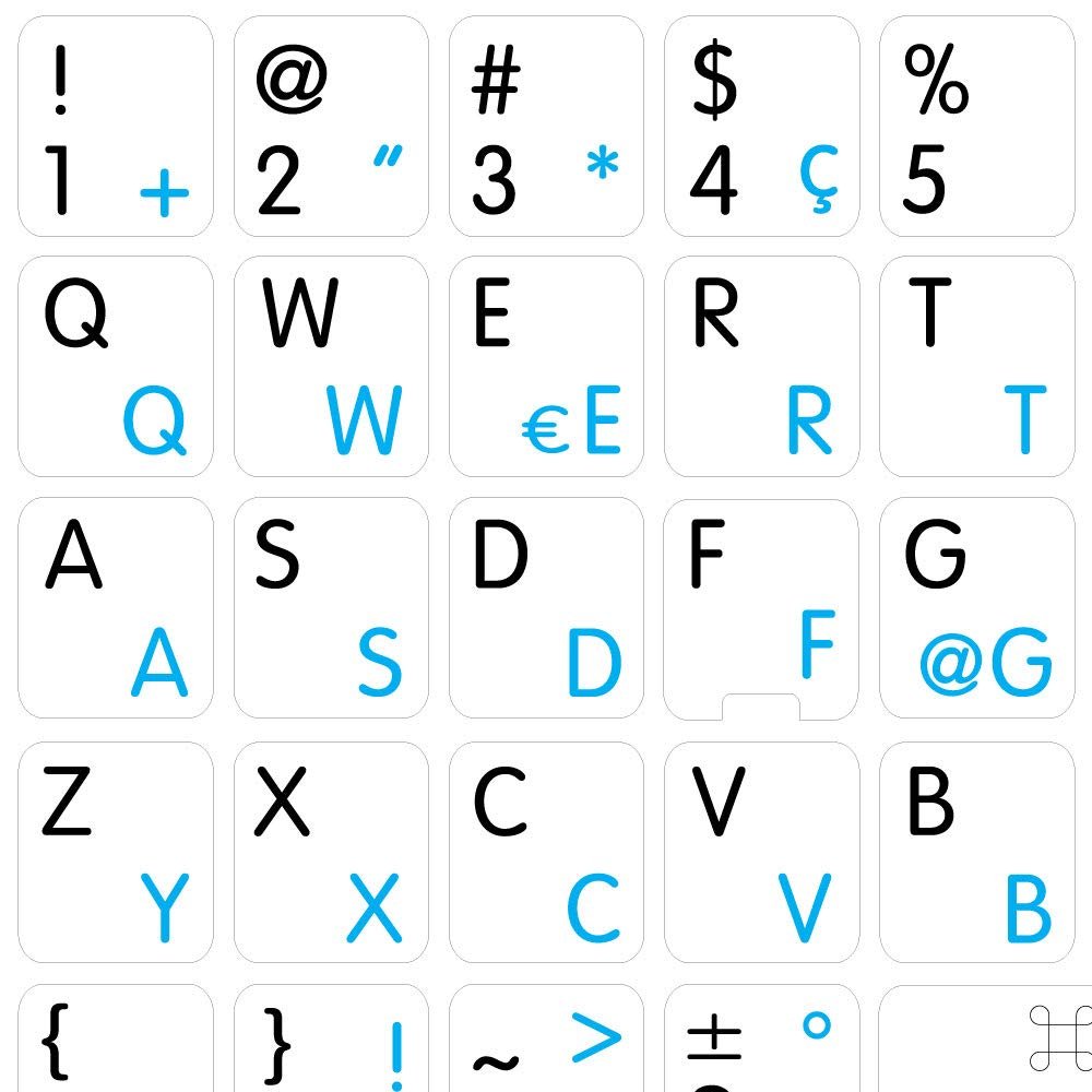 Swiss - English Non-Transparent Keyboard Labels Layout Black OR White Background are Compatible with Apple for Desktop, Laptop and Notebook (CG) (White Background)