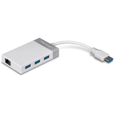 TRENDnet 3-Port USB 3.0 Hub, TU3-ETGH3,Compact USB to Ethernet Adapter