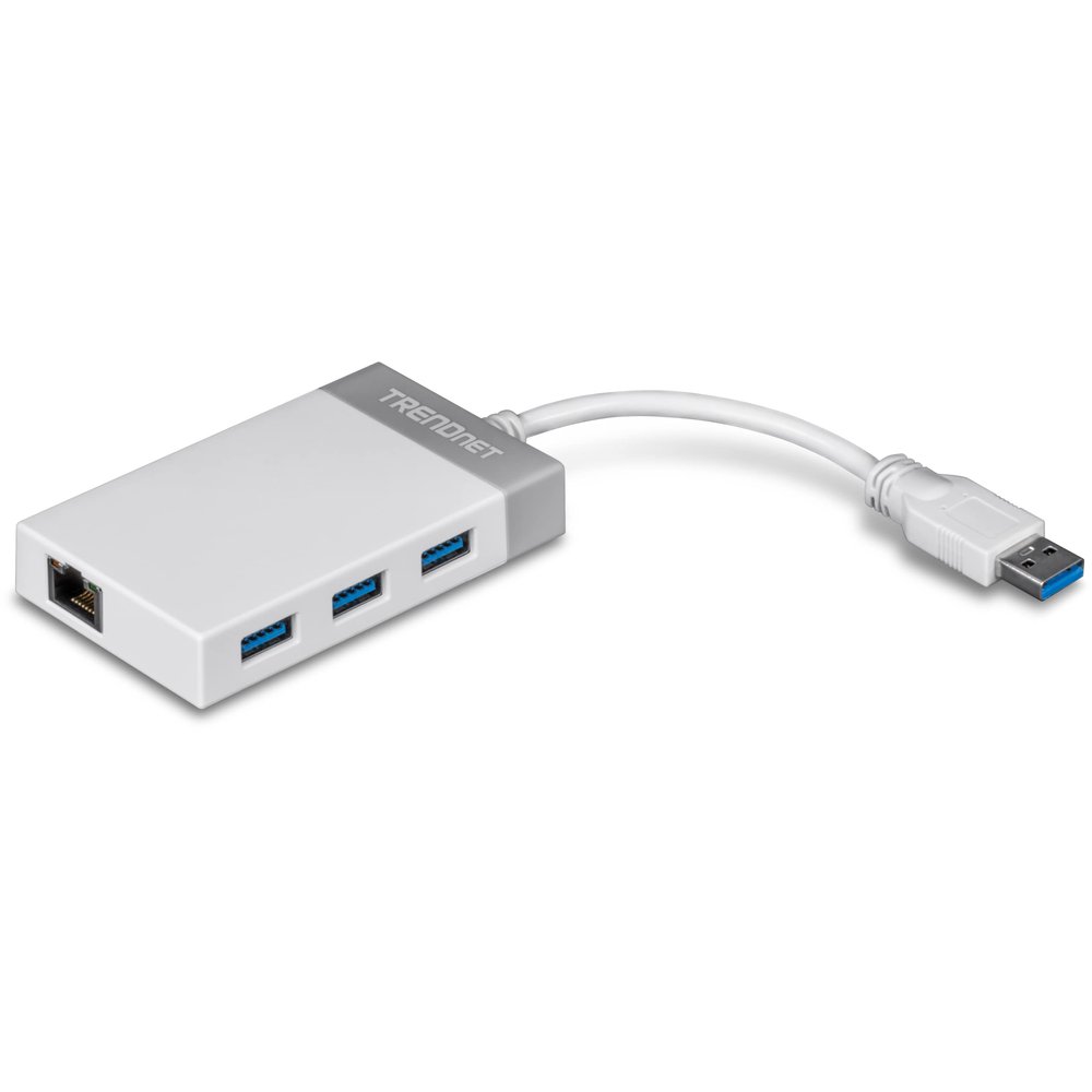 TRENDnet 3-Port USB 3.0 Hub, TU3-ETGH3,Compact USB to Ethernet Adapter
