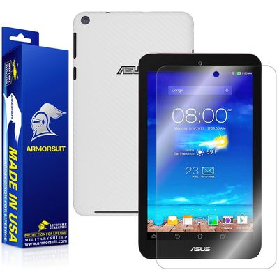 ArmorSuit MilitaryShield White Carbon Fiber Skin Wrap Film + HD Clear Screen Protector for ASUS MeMO Pad 8 ME181C - Anti-Bubble Film