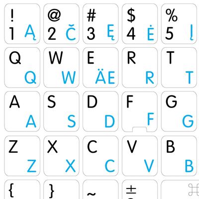 Apple Lithuanian - English Non-Transparent Keyboard Labels Layout Black OR White Background for Desktop, Laptop and Notebook (CG) (White Background)