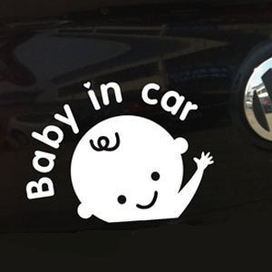1Pc Aaron White Baby in Car (Boy) Baby Safety Sign Car Sticker, Car Decal - Sticker