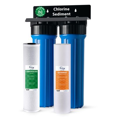 iSpring WGB22B 2-Stage Whole House Water Filtration System, 20 x 4.5 Sediment & Carbon Block Filters, Removes up to 99% Chlorine, Fine Sediment and Bad Taste Removal