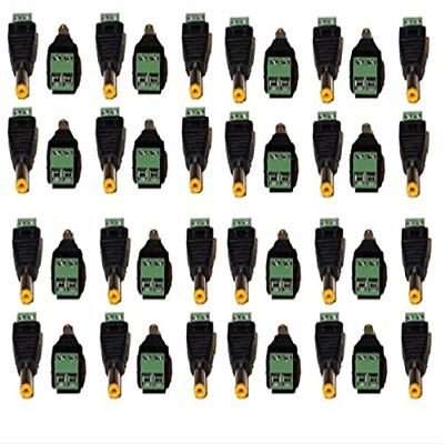 Evertech 40 Pcs Yellow Tip DC Male End Jack Power Cable with Screw Terminal for CCTV Security Camera