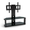 2xhome TV Stand Integrated TV Stand & Shelf Modern Black Glass Wall Swivel Tier Shelves Base Slim Fit Furniture 30" - 60" TV 38 40 42 43 47 50 55 60 Inch Inches Game Video Audio System Mount Bracket view 2