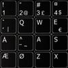 Danish Non-Transparent Keyboard Labels Layout Black OR White Background (15x15) for Desktop, Laptop and Notebook (Black Background) view 1