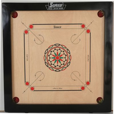 Surco Ellora Youth Caromboard Black Indian Plywood(71.12Cmx28Xcmx71.12Cm) with Carrom Men and Striker