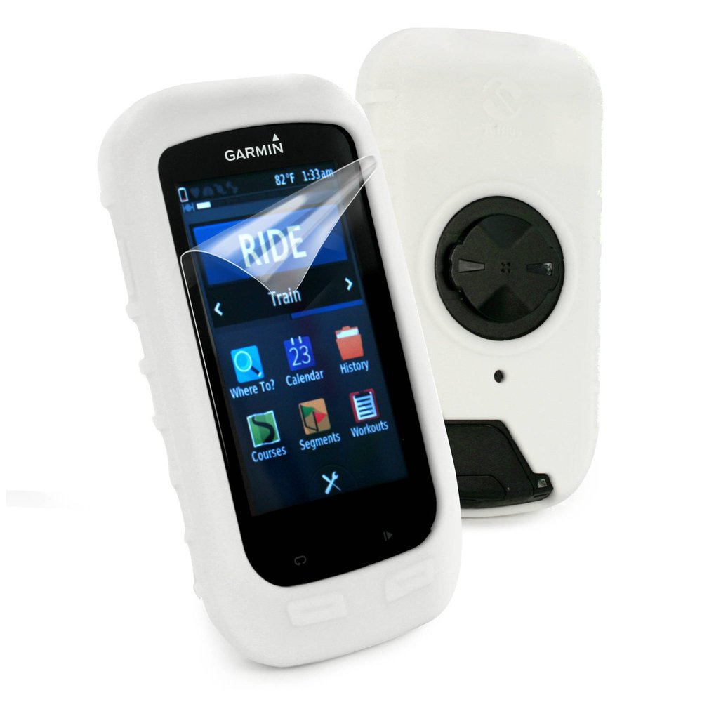 Tuff Luv Silicone Gel Skin Case Cover for Garmin Edge 1000 and Screen Protector - White