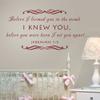 Baby Nursery Wall Decal - Before I Formed You in The Womb Christian Scripture Wall Decal (Custom, Large) view 1